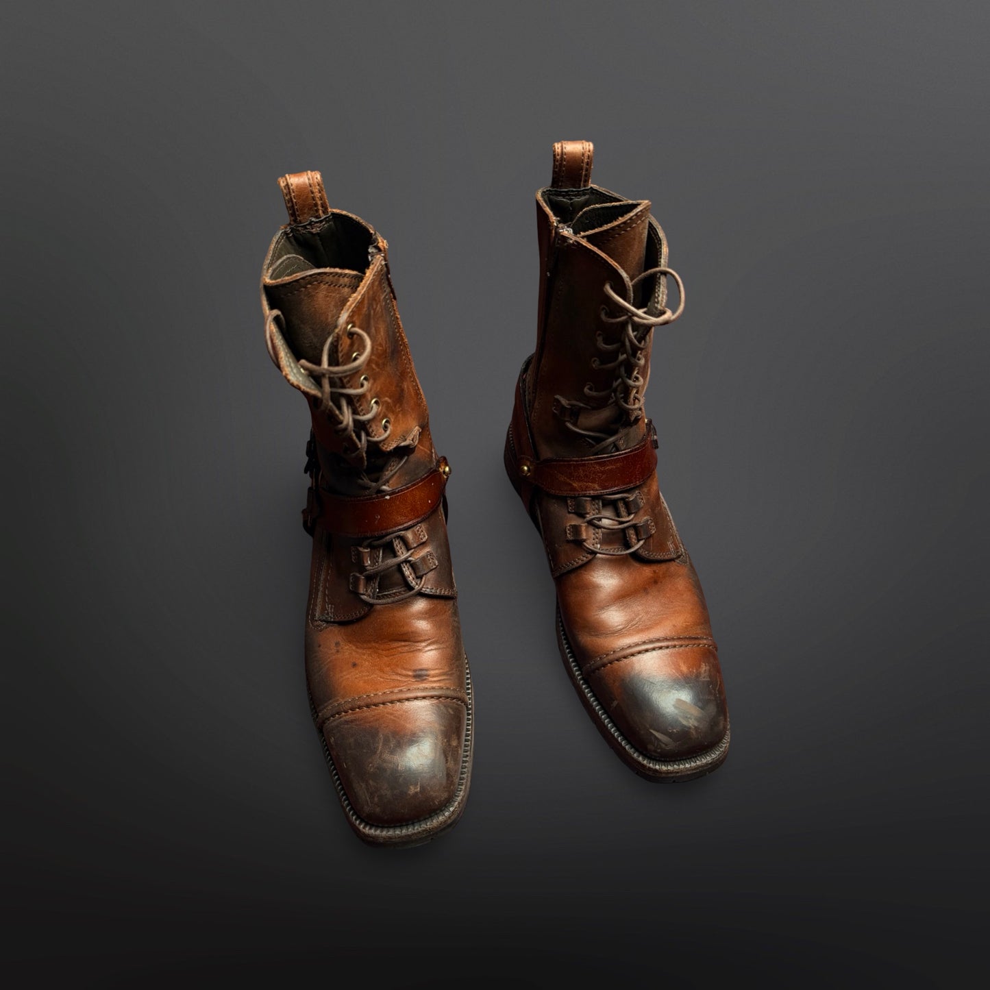 Dolce & Gabbana Vintage Bernini Leather Biker Boots – Brown – Size 44 / Fits 44.5