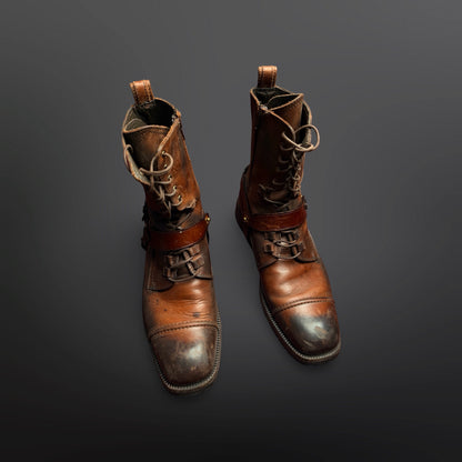 Dolce & Gabbana Vintage Bernini Leather Biker Boots – Brown – Size 44 / Fits 44.5