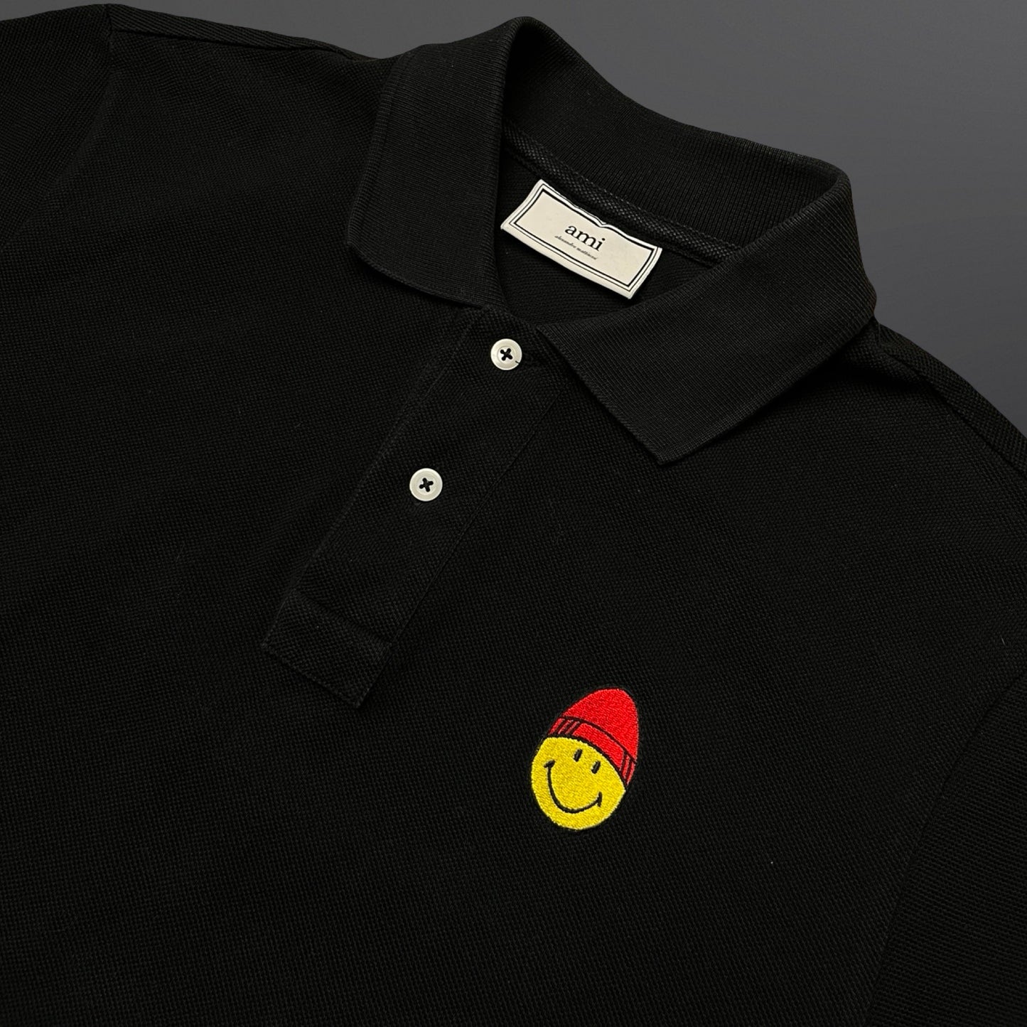 AMI Paris Polo – Smiley Patch Alexandre Mattiussi M Medium Sort Black