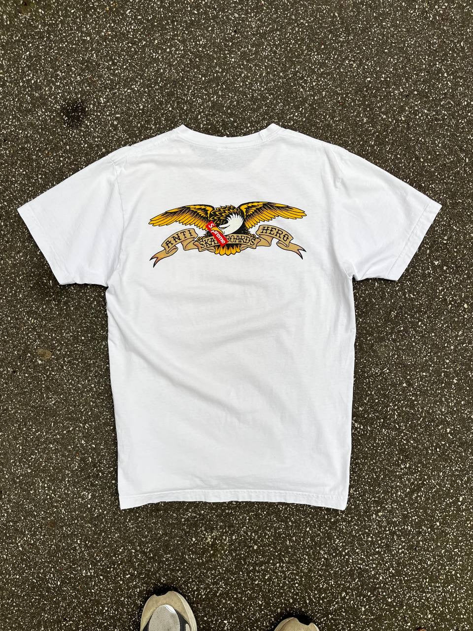 Supreme T-shirt X Anti Skateboards Hero Eagle SS16 L Large Hvid White