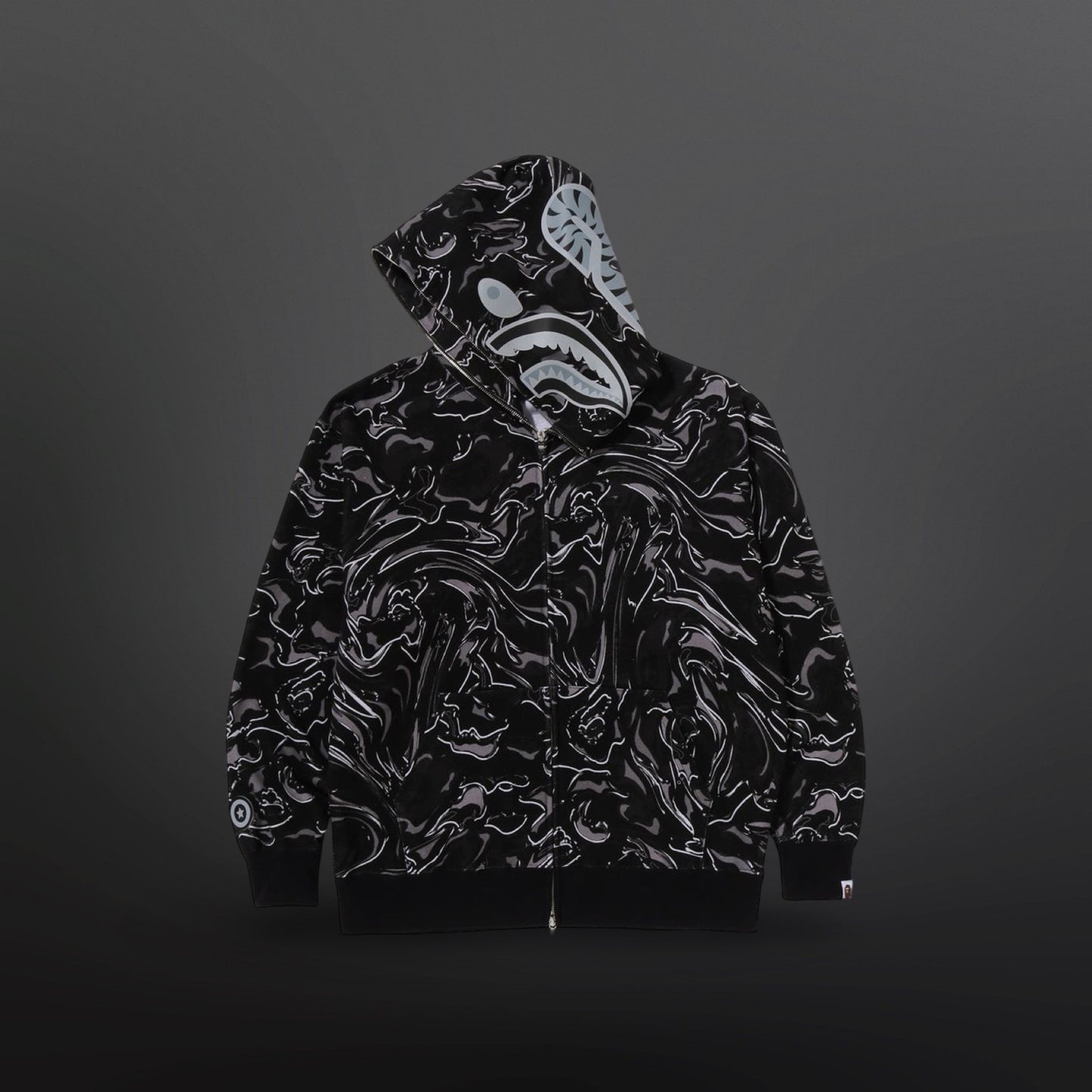 BAPE Marble Camo Shark Full Zip Hoodie – Medium (BNWT)