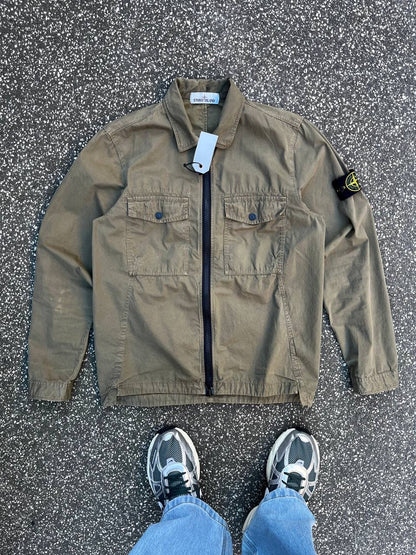 Stone Island Overshirt Skjorte Med Lynlås khaki S small