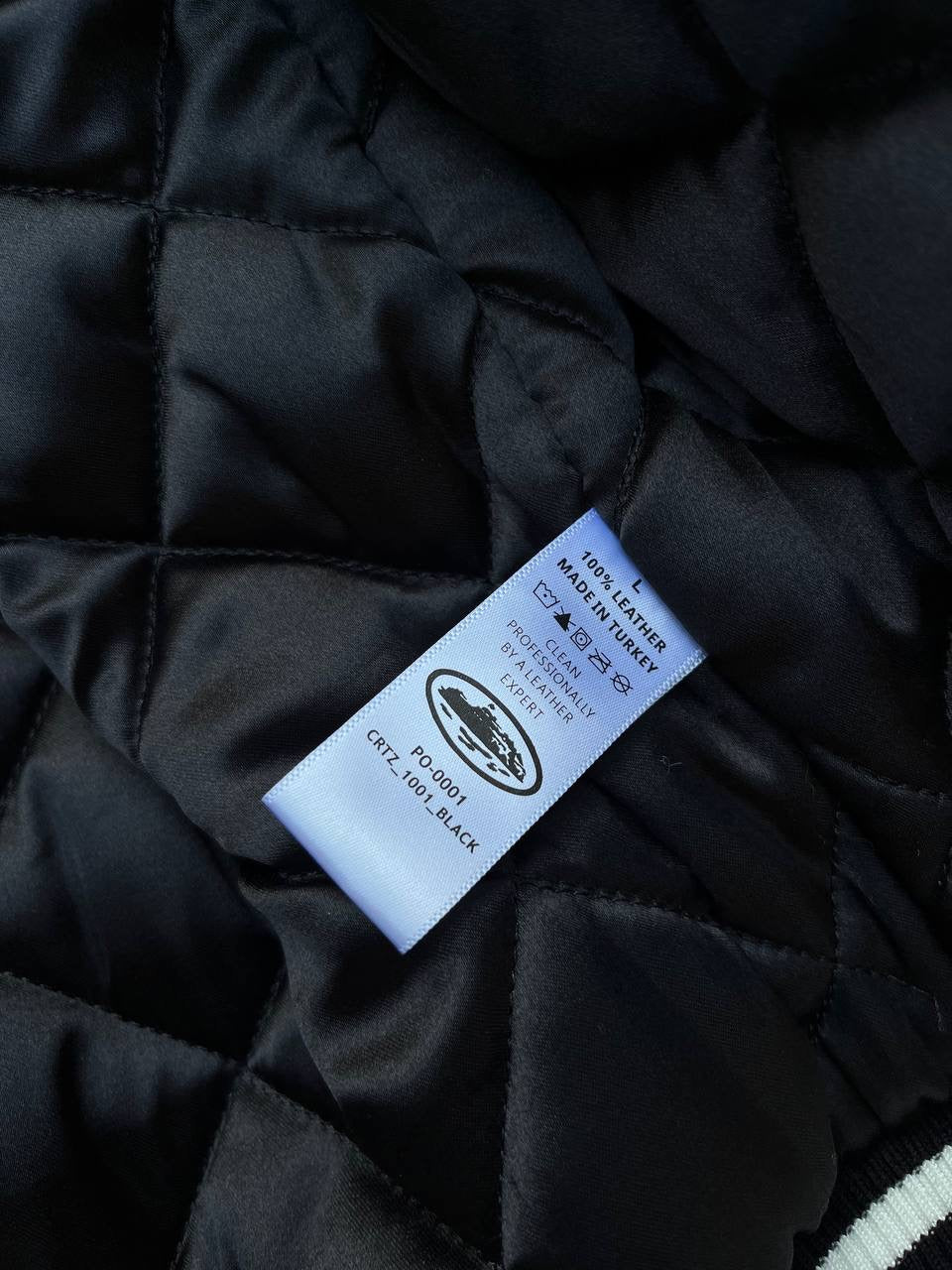 Corteiz Leather Jacket L Large Læderjakke i Sort