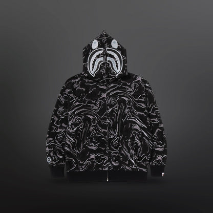 BAPE Marble Camo Shark Full Zip Hoodie – Medium (BNWT)