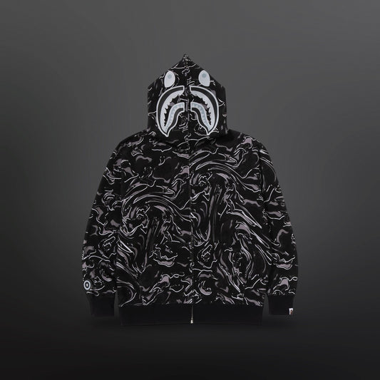 BAPE Marble Camo Shark Full Zip Hoodie – Medium (BNWT)
