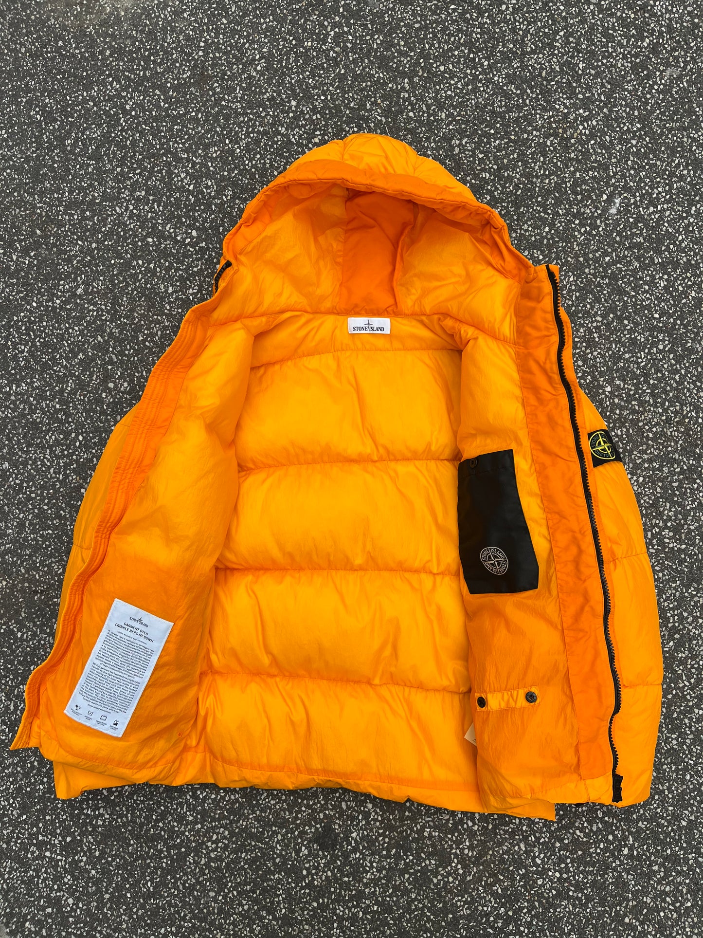 Stone Island Crinkle Down Jacket Orange, L Large