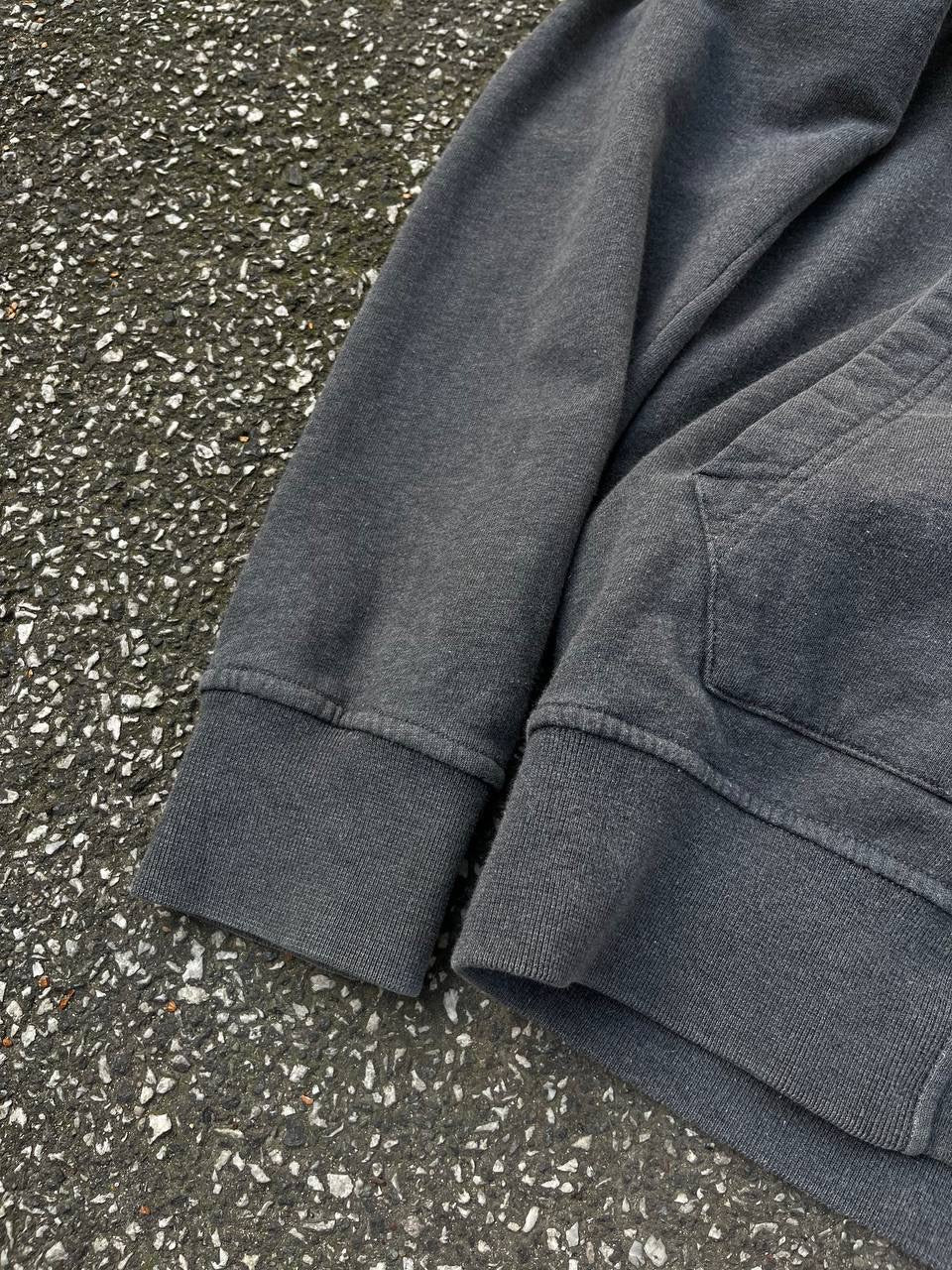 Stone Island Zip Up Hættetrøje Hoodie Med Lynlås Grå Grey L Large Brugt Used