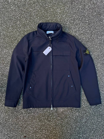 Softshell fra Stone Island i mørkeblå Marina blå L large med hætte 7515Q0222