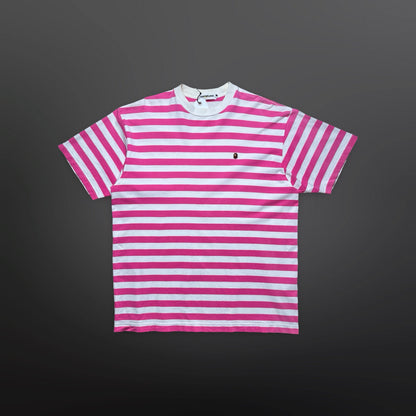 A Bathing Ape Striped T-Shirt – Pink / White XL