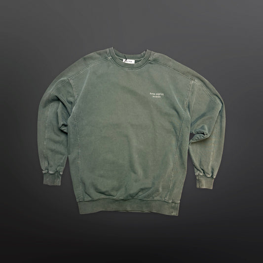 Acne Studios Garment-Dyed Logo Sweatshirt – Faded Green – Size S / Fits Large