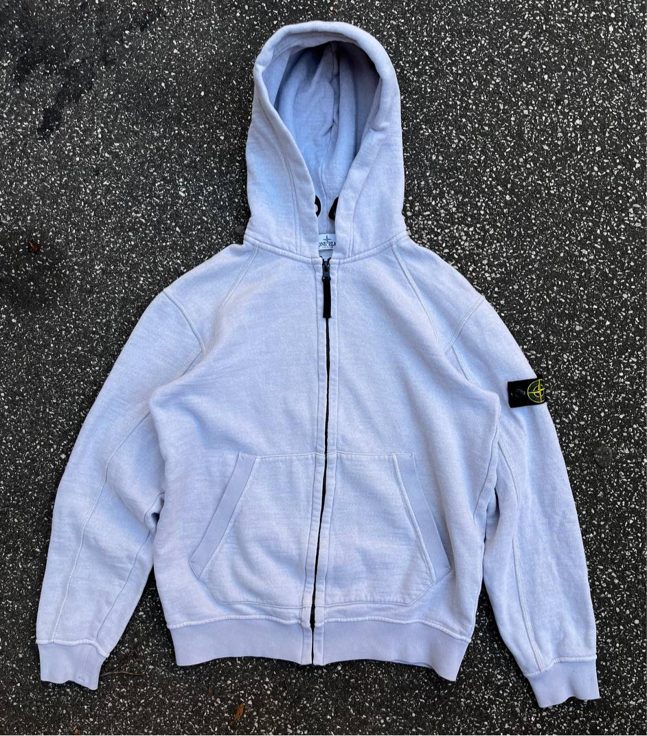 Vintage Stone Island zip hoodie / hættetrøje i grå junior