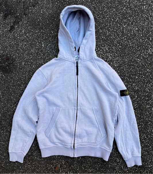 Vintage Stone Island zip hoodie / hættetrøje i grå junior