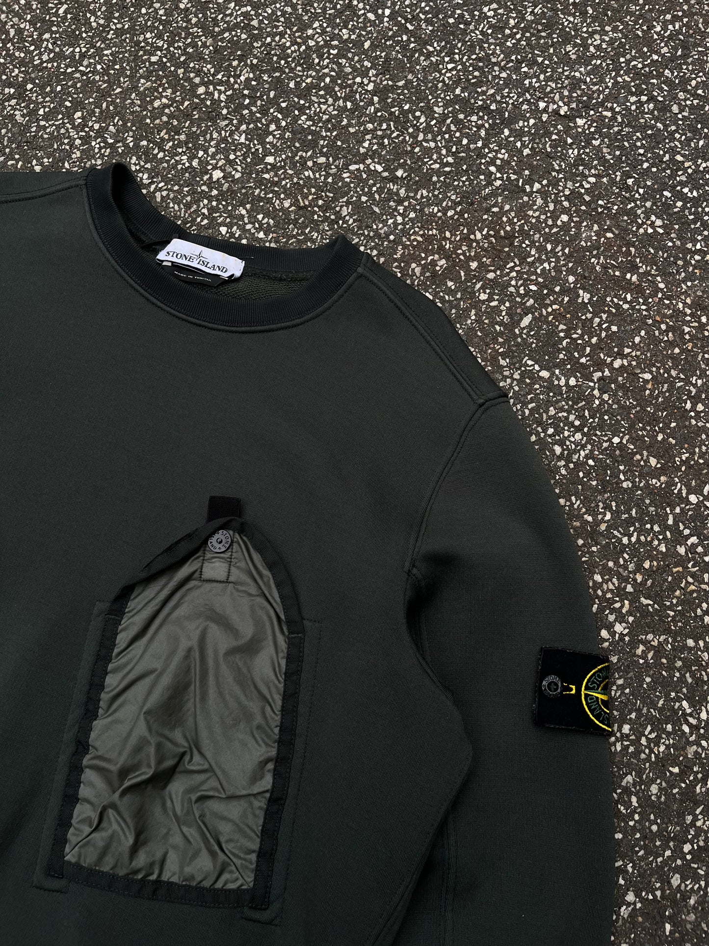 Stone Island Sweatshirt With Nylon Pocket – Dark Green Str. Large