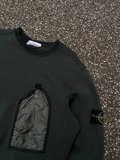 Stone Island Sweatshirt With Nylon Pocket – Dark Green Str. Large