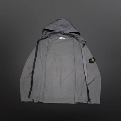 Stone Island Vintage Zip Cardigan med skjult hætte – grå XL