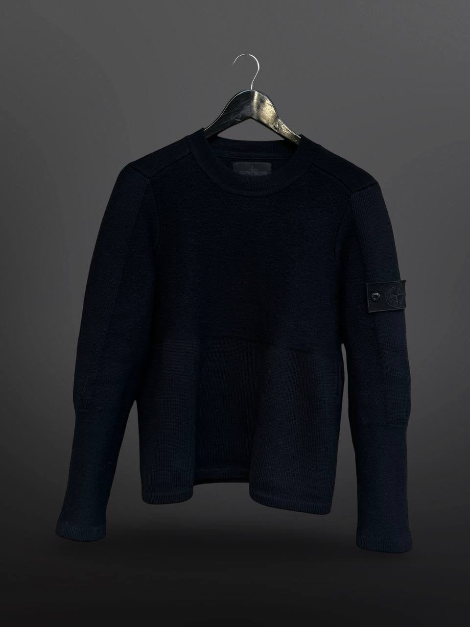 Stone Island Ghost Sweater i Uld Medium Sort Black Brugt Used