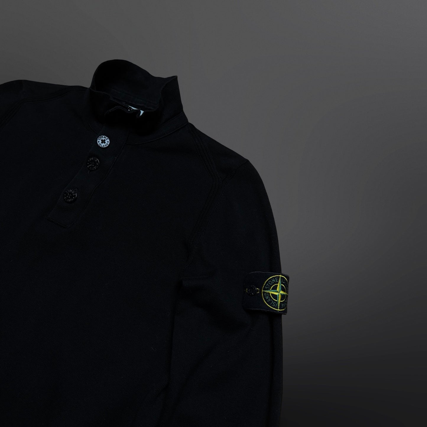 Stone Island Quarter Zip Sweater Sweatshirt Træje – Sort (S)