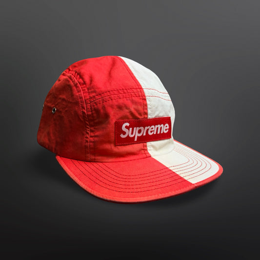 Supreme Red & White Split Camp Cap – Box Logo