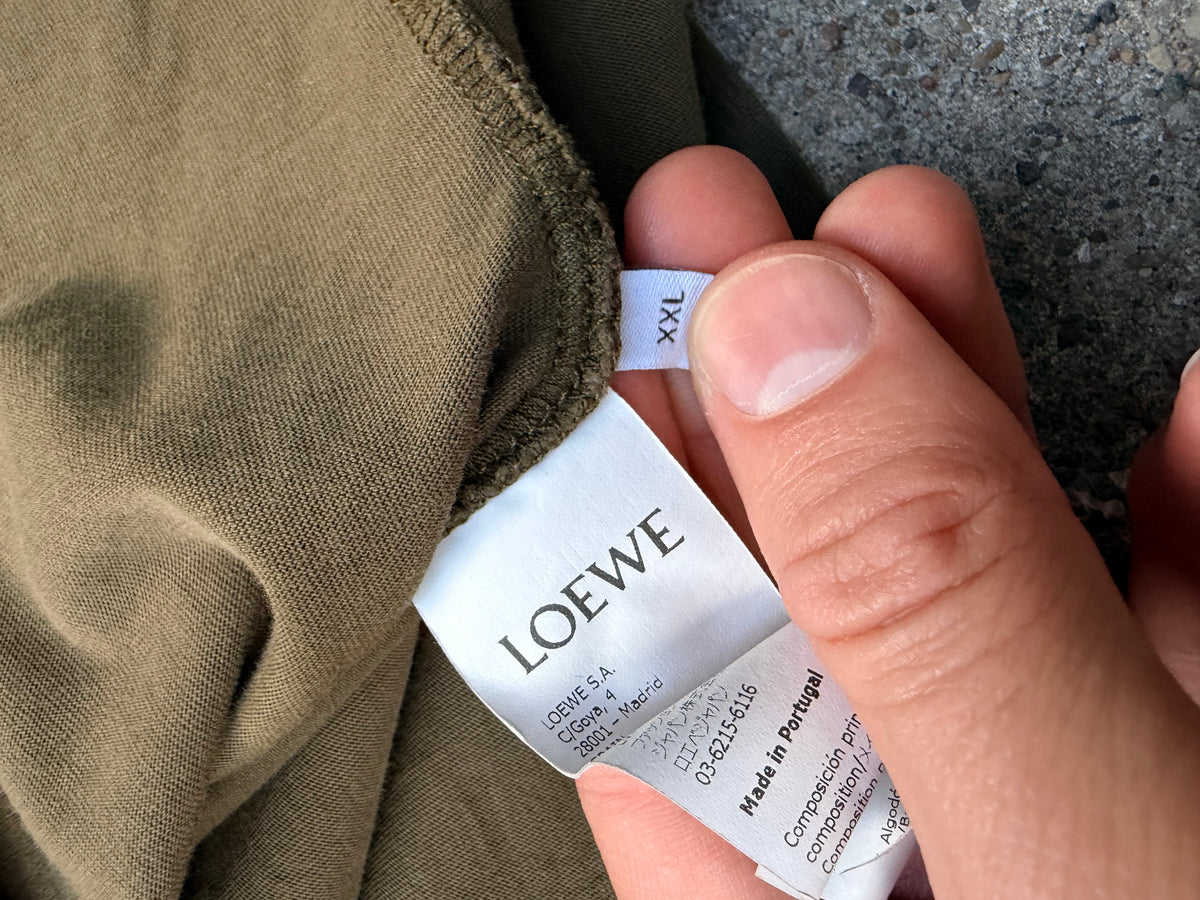 LOEWE Anagram Embroidered T-Shirt – Khaki / Olive – XXL, fits L/XL