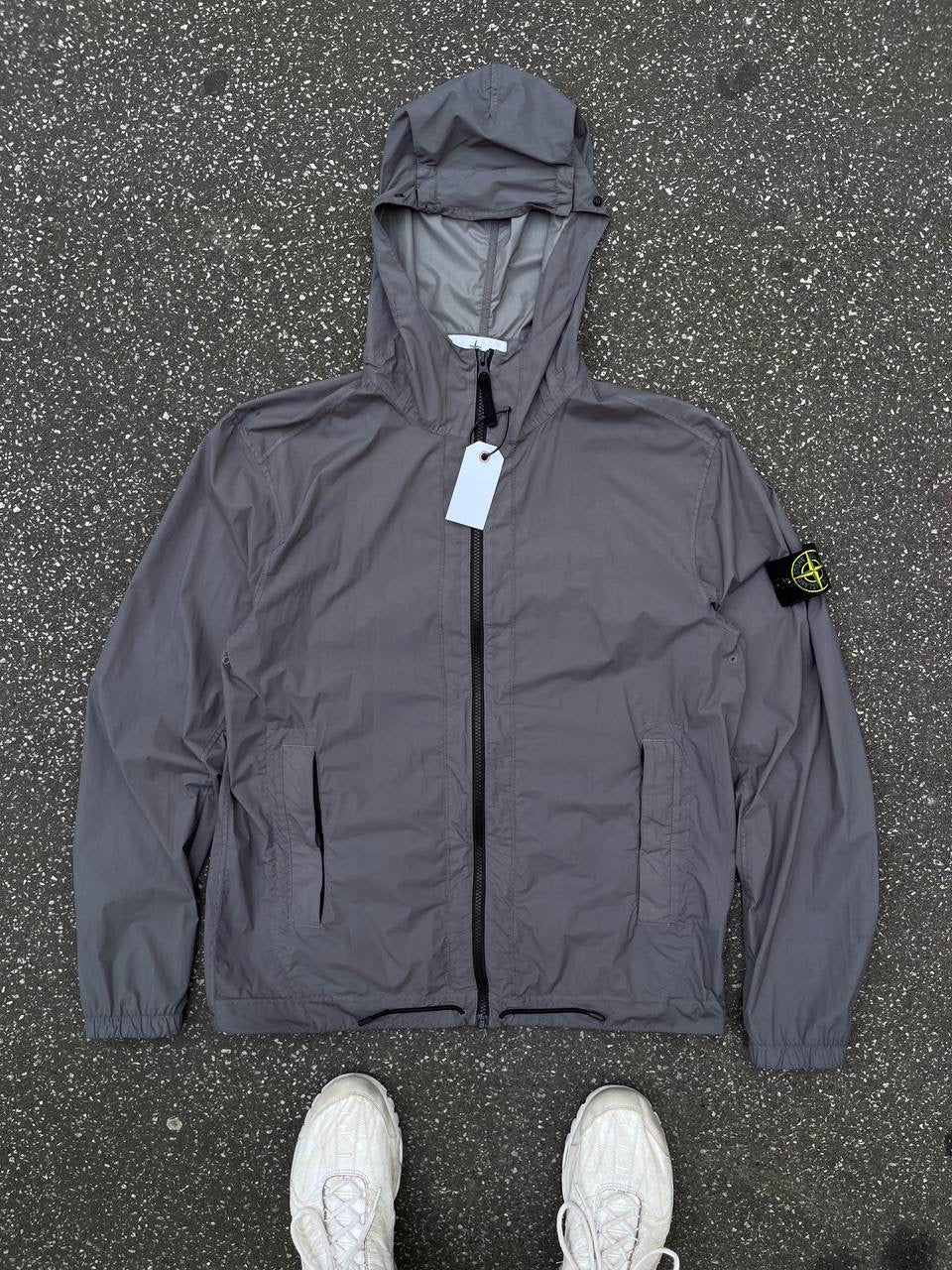 Stone Island Regnjakke Skin Touch Nylon Grå Grey M Medium Brugt Used