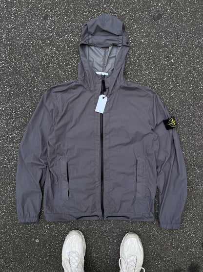 Stone Island Regnjakke Skin Touch Nylon Grå Grey M Medium Brugt Used