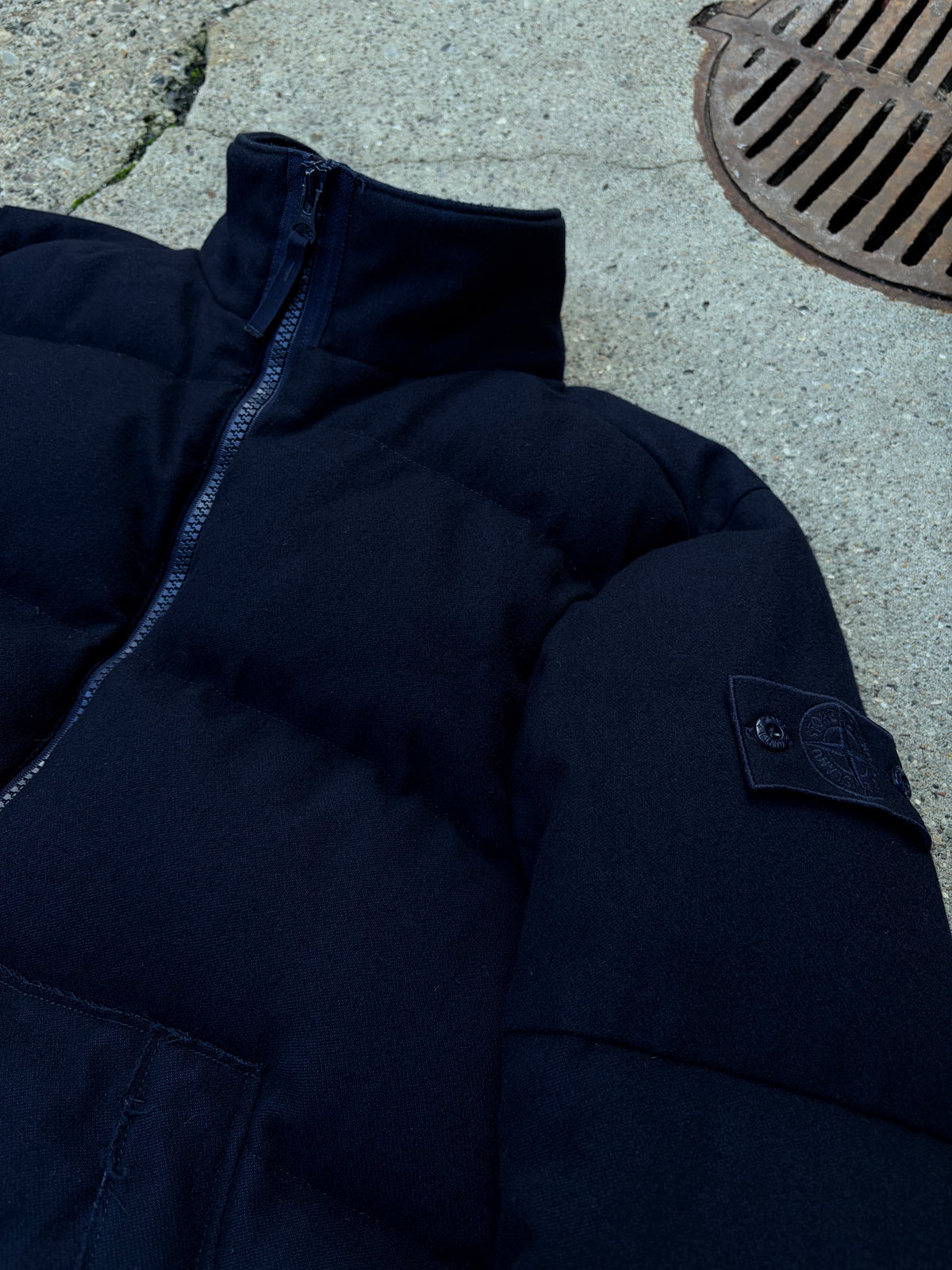 Stone Island Ghost Piece Wool Down Jacket – Navy – Medium Dunjakke