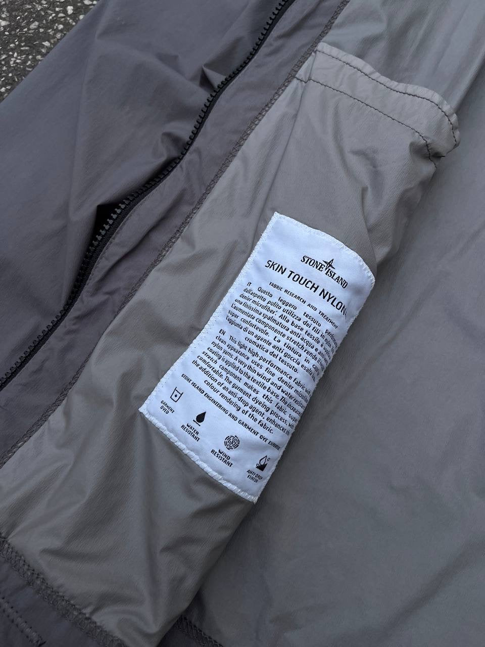 Stone Island Regnjakke Skin Touch Nylon Grå Grey M Medium Brugt Used