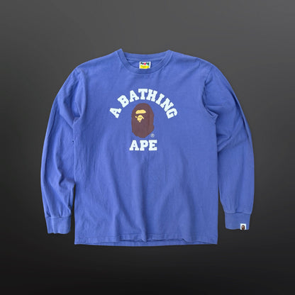 BAPE College Logo Long Sleeve – Purple/Blue – Large