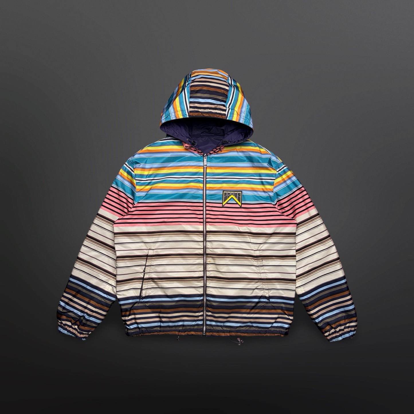 Prada Reversible Jakke – XL – Stribet / Navy Windbreaker