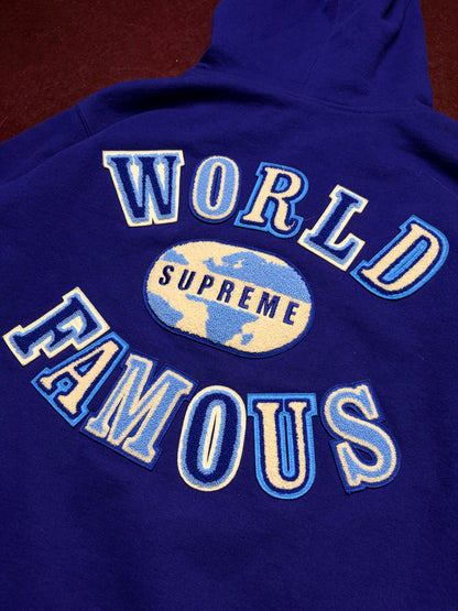 Supreme World Famous Zip Up Hoodie – Blue – Medium