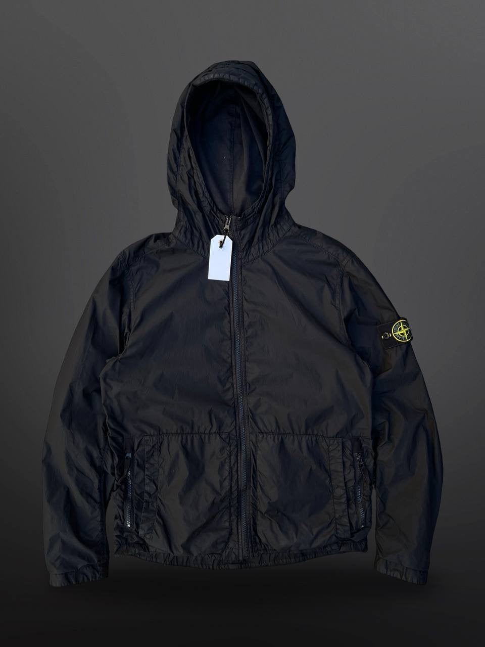 Stone Island Garmen Dyed Crinkle Reps Ny Jakke Sommerjakke i Sort S Small Brugt Used