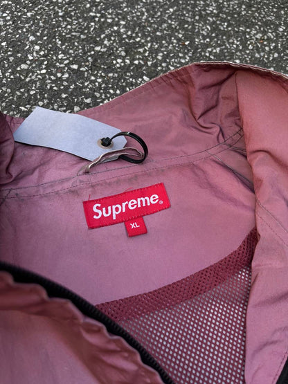 Supreme Reflective Anorak Jakke XL Brugt Used Pink Big Logo