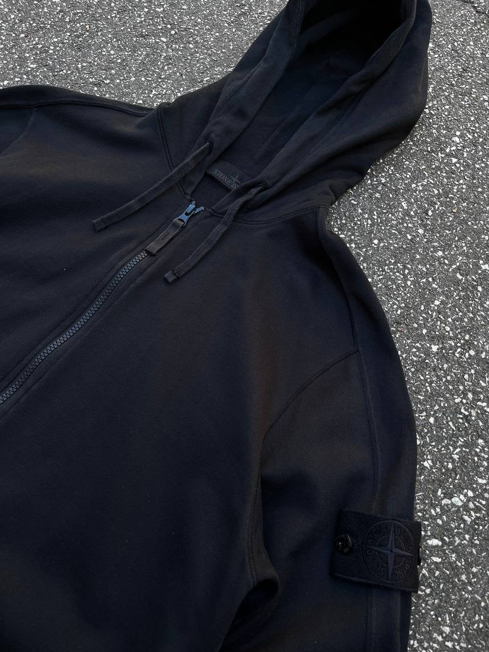 Stone Island Ghost Zip Up Hoodie Hættetrøje Sort Black M Medium Brugt Used