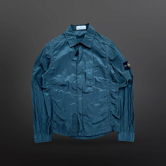 Stone Island Metal nylon Jakke Overshirt 681510844 Small S Petrol / teal blågrøn