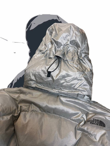 Brugt Used The North Face Dunjakke Vintage Puffer I Silver Sølv farve i M medium Dame i god stand