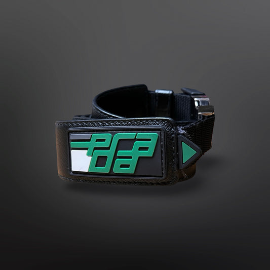 Prada læderbælte – Sort / Grøn logo 90cm str.36