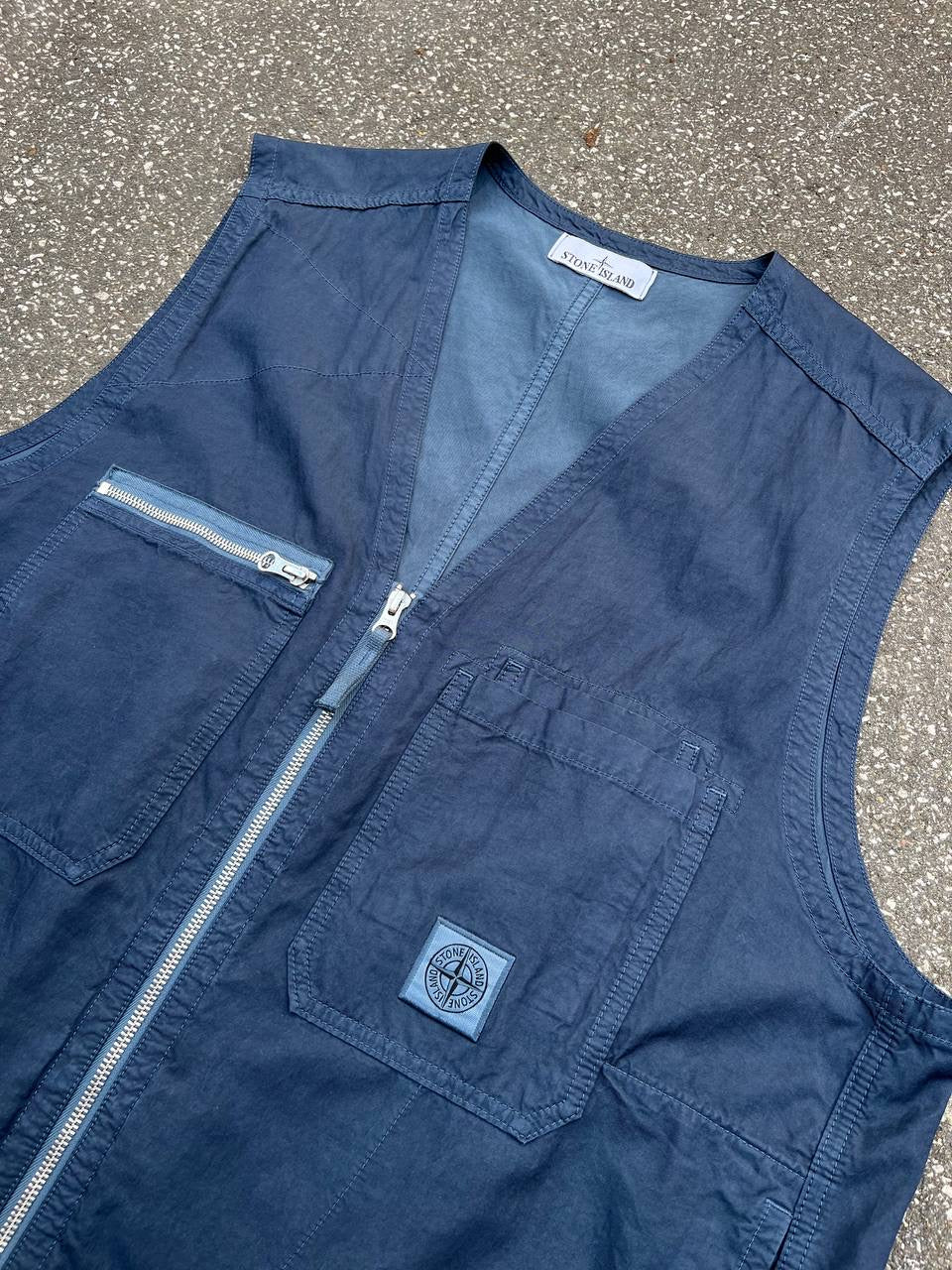 Stone Island Cupro Cotton Vest i Navy Mørkeblå XL