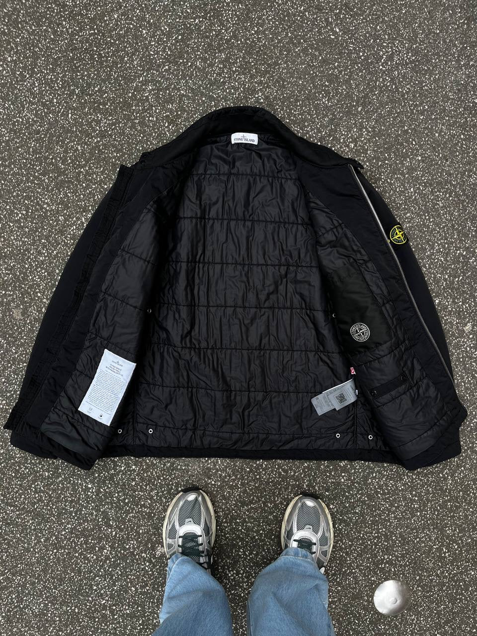 Stone Island Hyper Dense Nylon Twll With Primaloft Jakke i Sort XL