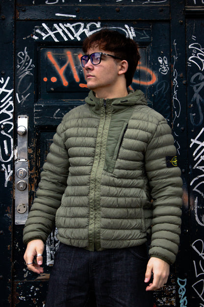 Stone Island Lightweight Down Jacket Olive Green, Str. L