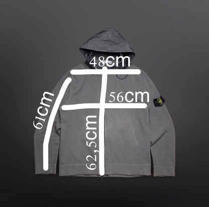 Stone Island Vintage Zip Cardigan med skjult hætte – grå XL