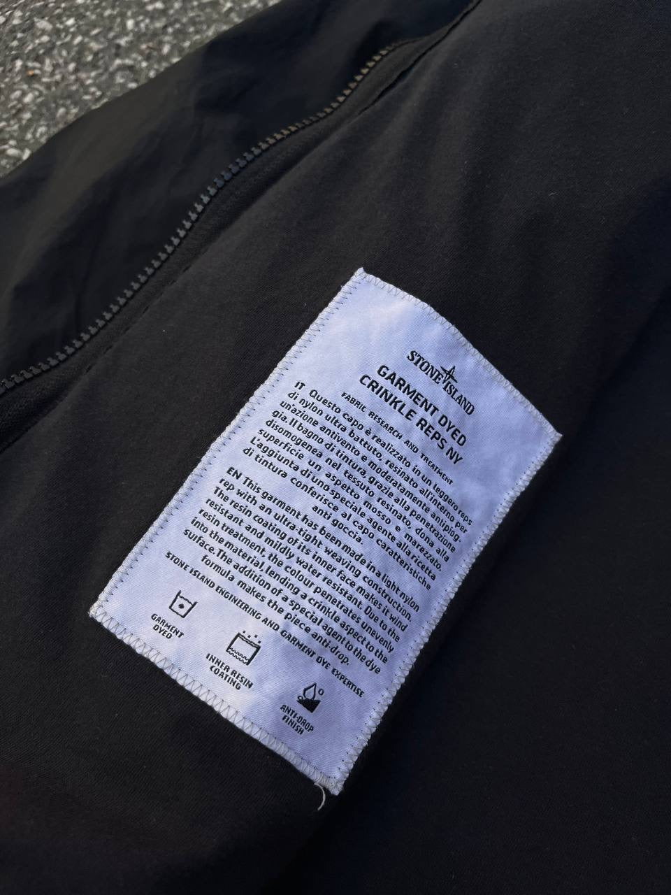 Stone Island Garmen Dyed Crinkle Reps Ny Jakke Sommerjakke i Sort S Small Brugt Used