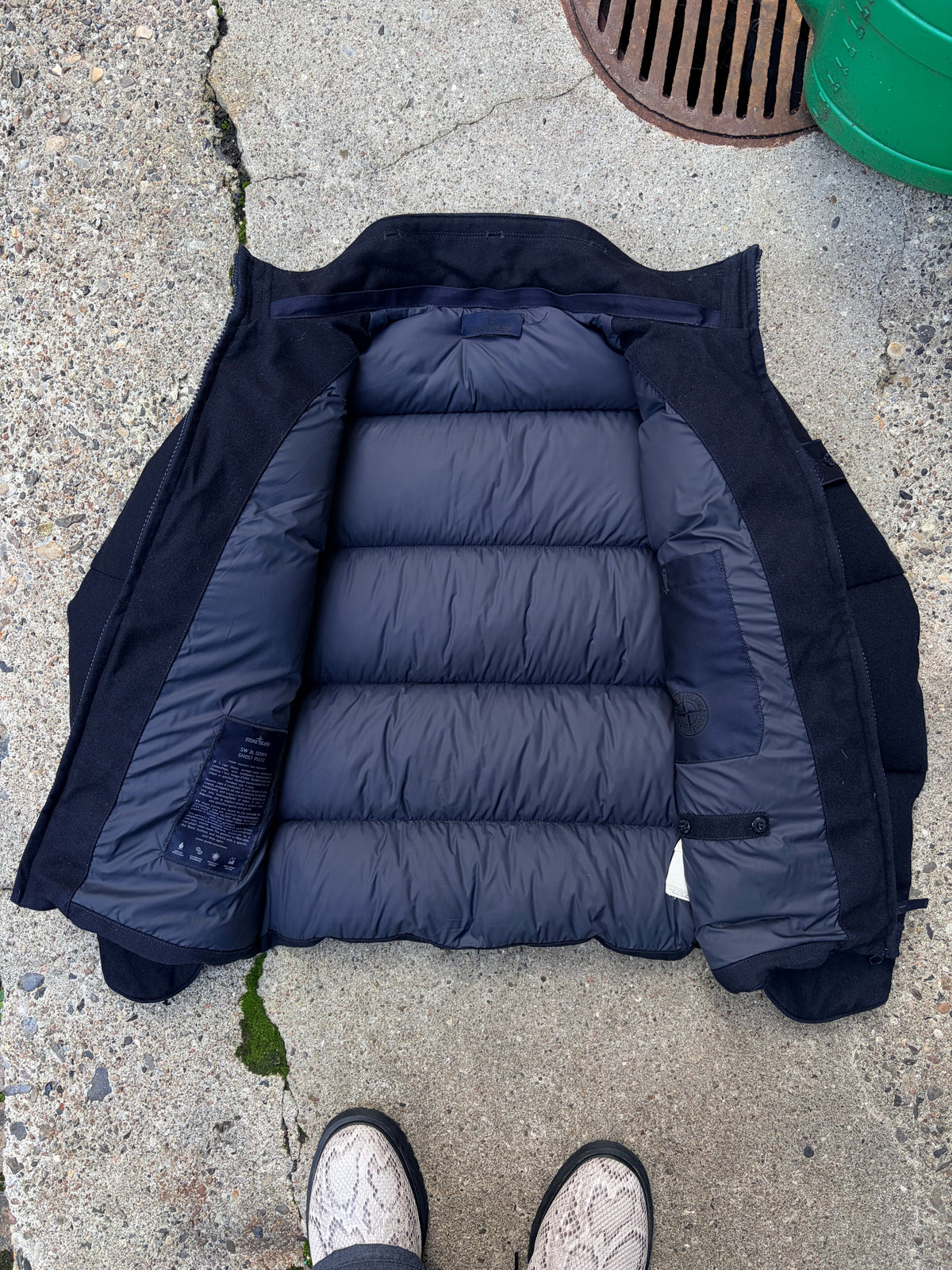 Stone Island Ghost Piece Wool Down Jacket – Navy – Medium Dunjakke