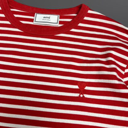 AMI Longsleeve T-shirt – Rød/Hvid Stribet – Str. M