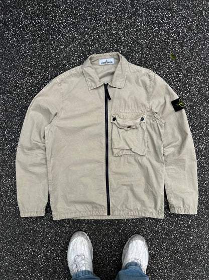 Stone Island Overshirt Skjorte Sommerjakke M Medium Beige Brugt Used
