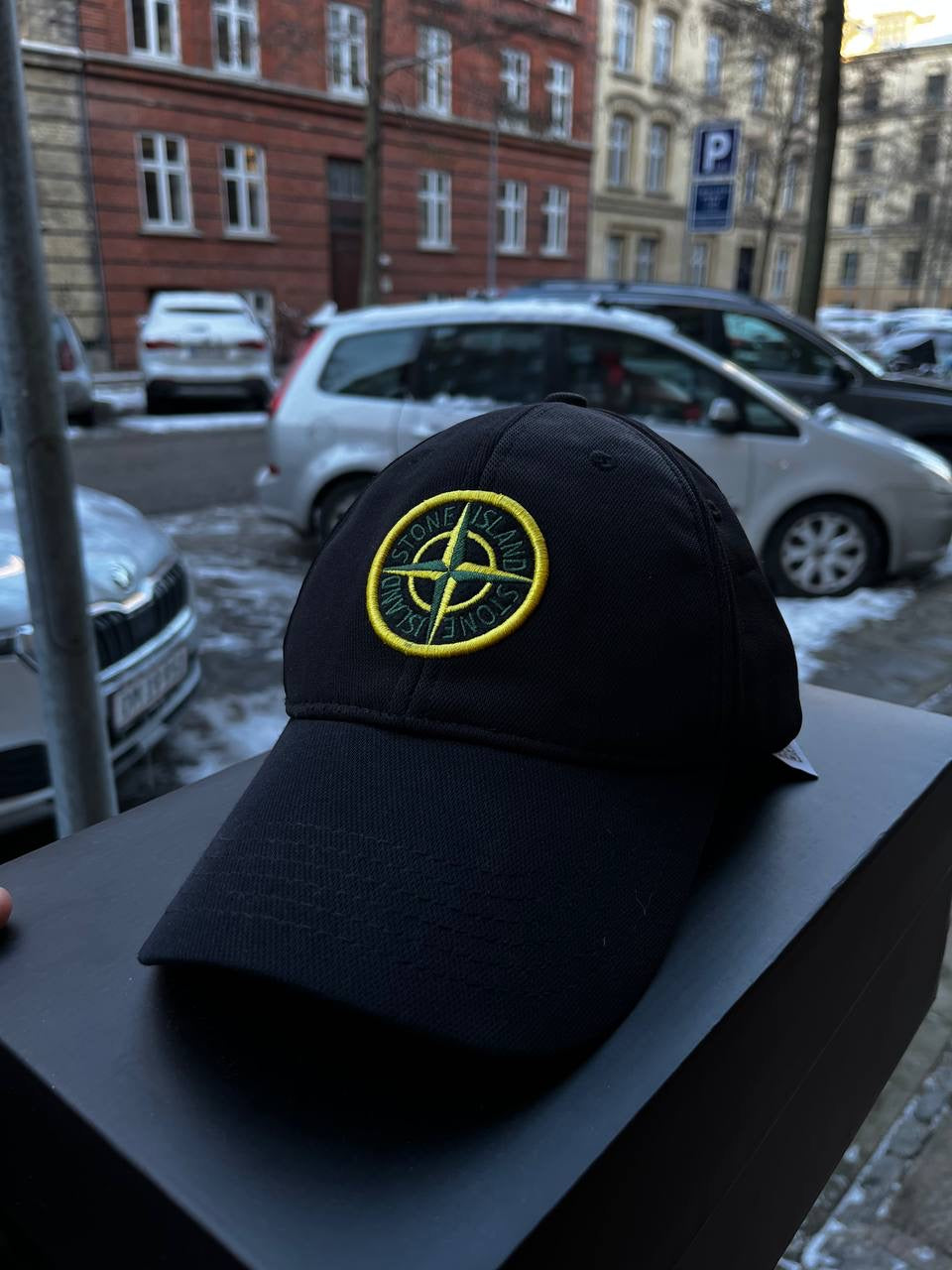 Stone Island Kasket Cap i sort Large