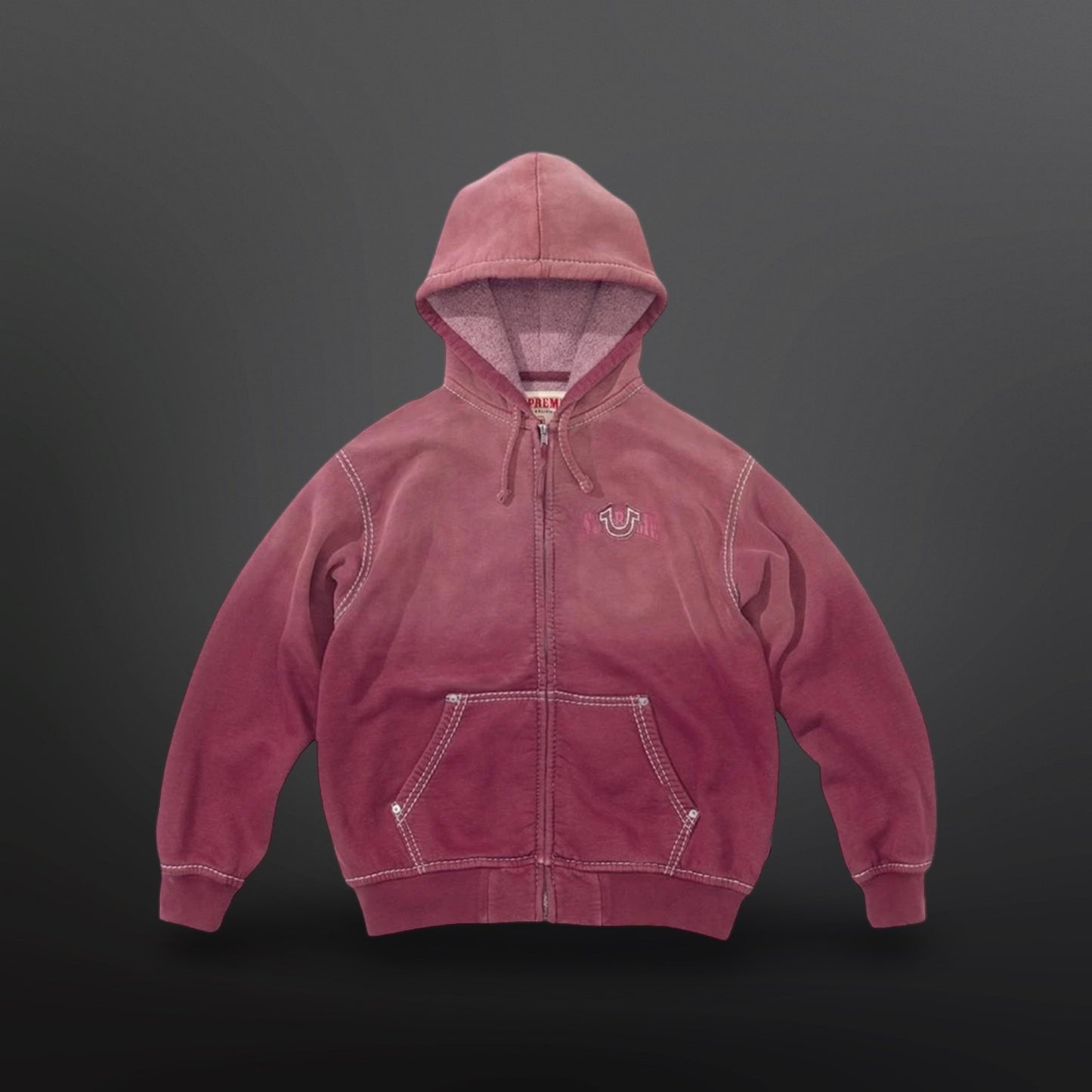 Supreme x True Religion Zip Hoodie Lilla Small – Rhinestone Logo