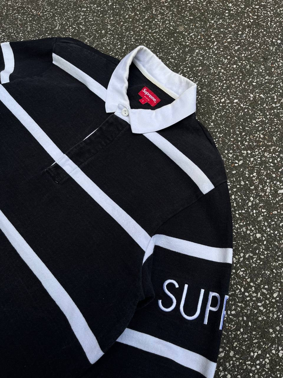 Supreme Striped Rugby FW16 Black L Large