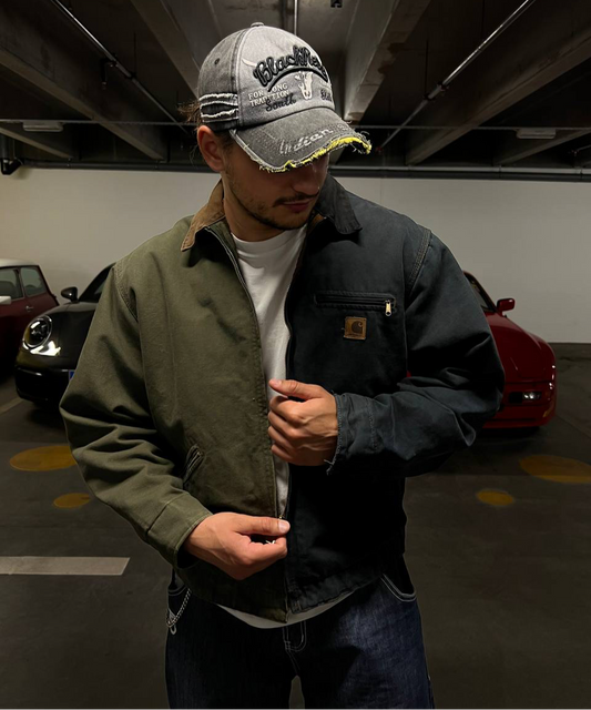Brugt Used Vintage custom Carhartt Detroit jakke collab med (di)vision “(di)construct” i L large