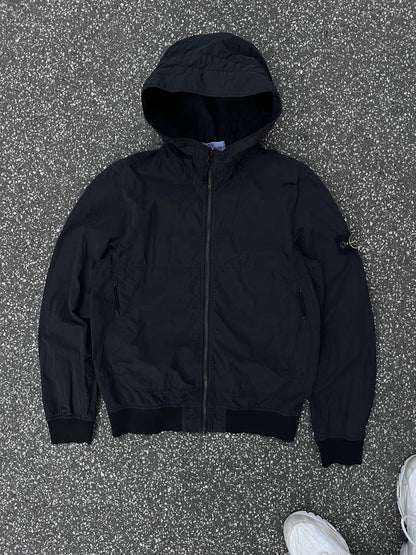 Stone Island Sommerjakke Med Hætte Sort S Small Brugt Used