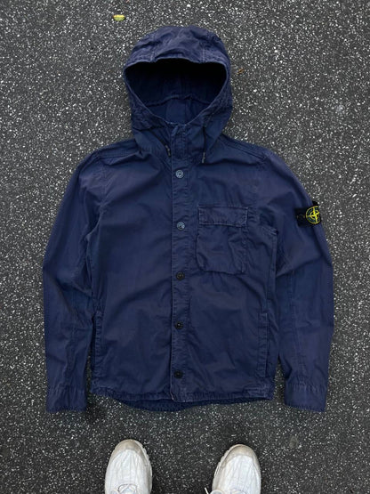 Stone Island Jakke Sommerjakke Med Hætte Navy Mørkeblå S Small Brugt Used